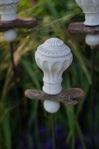 Decorative Finial, Concrete Spike, Garden Decoration, Decoration for the Garden WITH Wooden Piece and Small Sphere