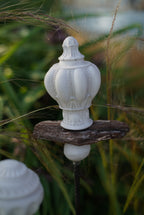 Decorative Finial, Concrete Spike, Garden Decoration, Decoration for the Garden WITH Wooden Piece and Small Sphere