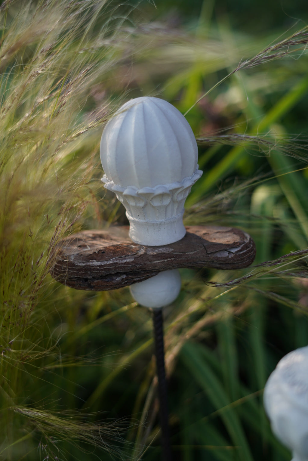 Decorative Finial, Concrete Spike, Garden Decoration, Decoration for the Garden WITH Wooden Piece and Small Sphere